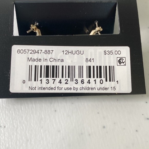 Givenchy Rose Gold Tone Crystal Small Hoop Earrings Saddleback Closure - Picture 6 of 7